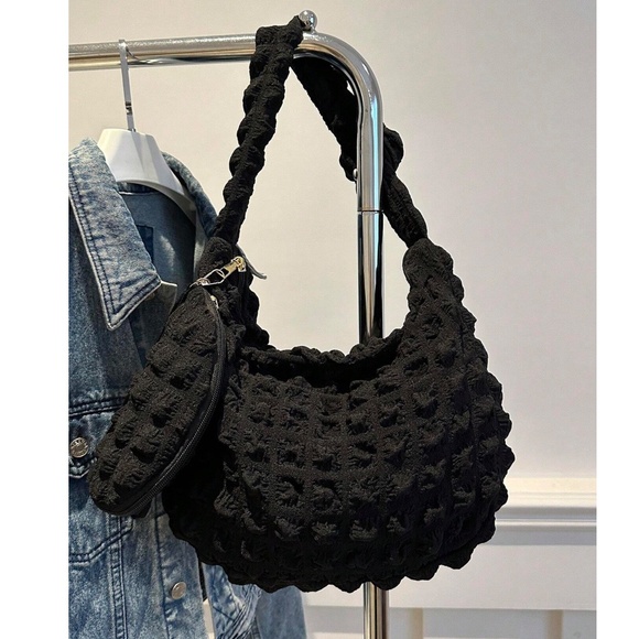 Minimalist Quilted Puffer Medium Size Shoulder Crossbody Bag Set - Picture 12 of 14